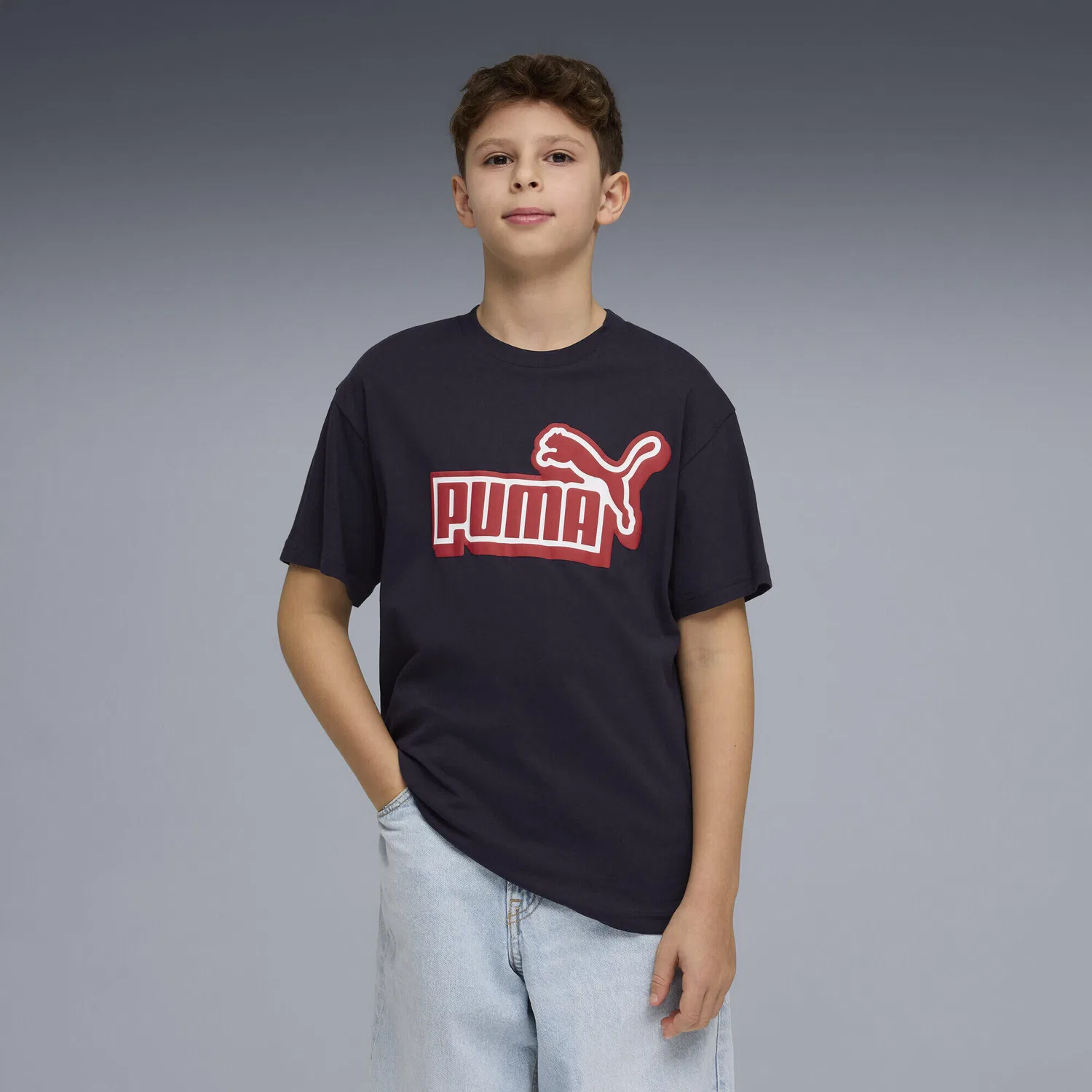 Детская футболка с принтом Essentials Logo Lab Relaxed Graphic Puma, Navyblau — фото 2