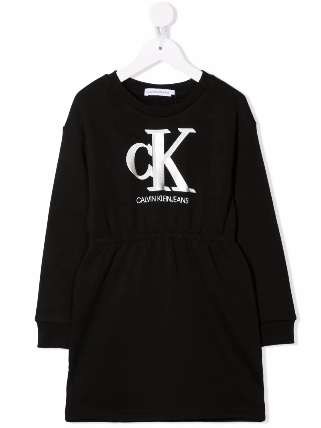 Хлопковое платье‑свитшот с логотипом Calvin Klein, черный