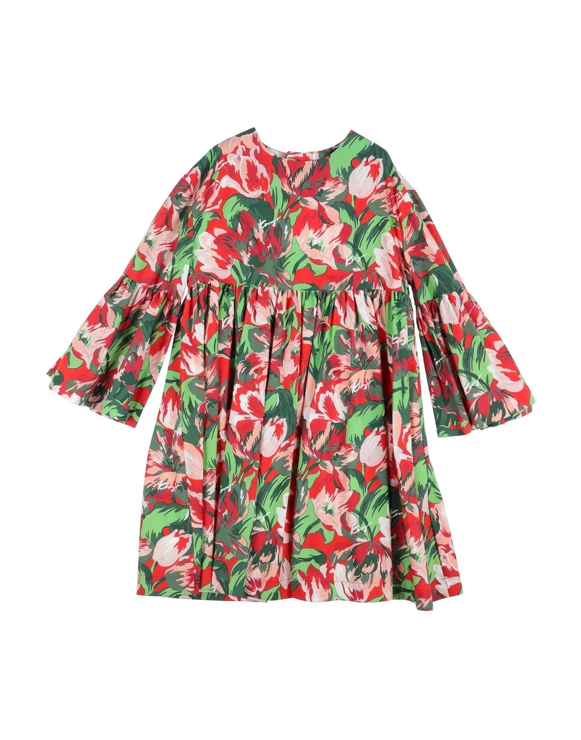 Детское платье для девочек с цветочным принтом Kenzo Kids, красный