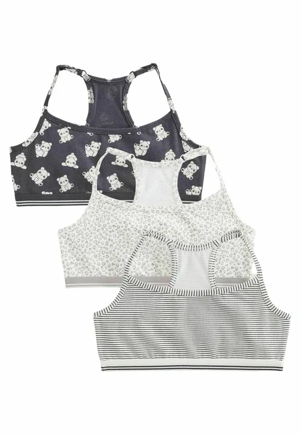 Бюстгальтер без косточек, полосатый, Regular fit - crop 3 pack, Next, кремовый