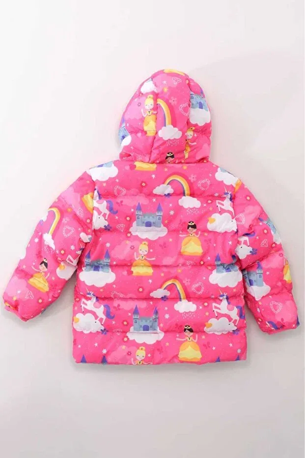 Детское зимнее пальто-пуховик для девочек с принтом Castle pattern Roba Kids, Multicolor — фото 4