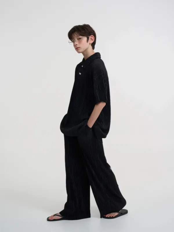 Широкие брюки с защипами, Pleated wide pants A-Market, черный