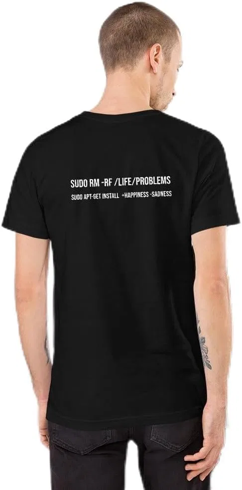 Футболка с принтом sudo rm -rf lifeproblems, Black