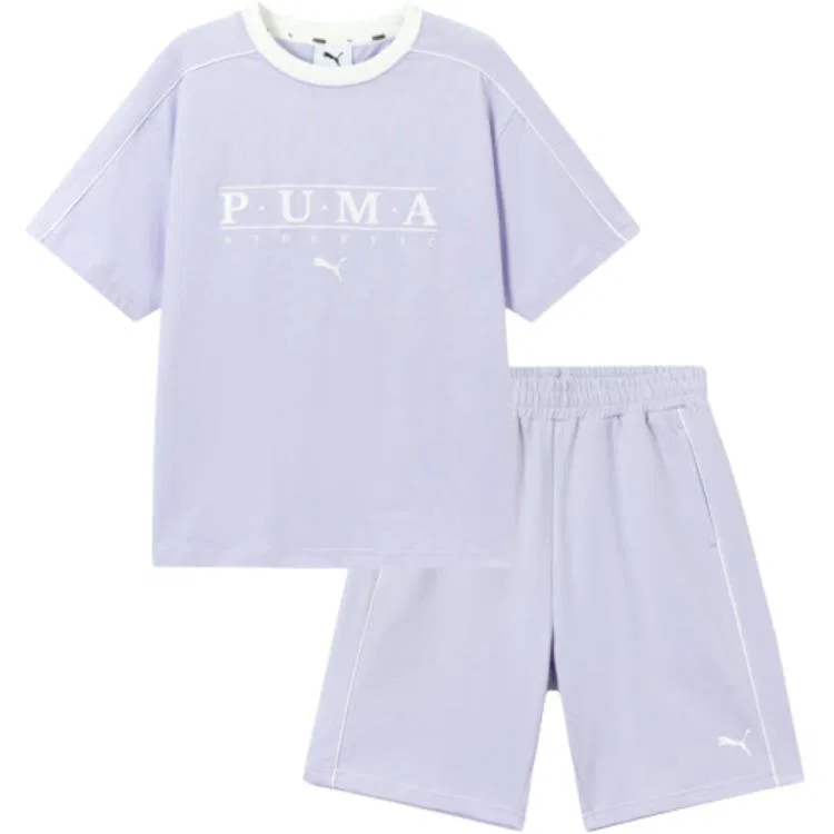 Спортивный костюм детский с круглым вырезом, тонкий, PUMA, Pink Purple