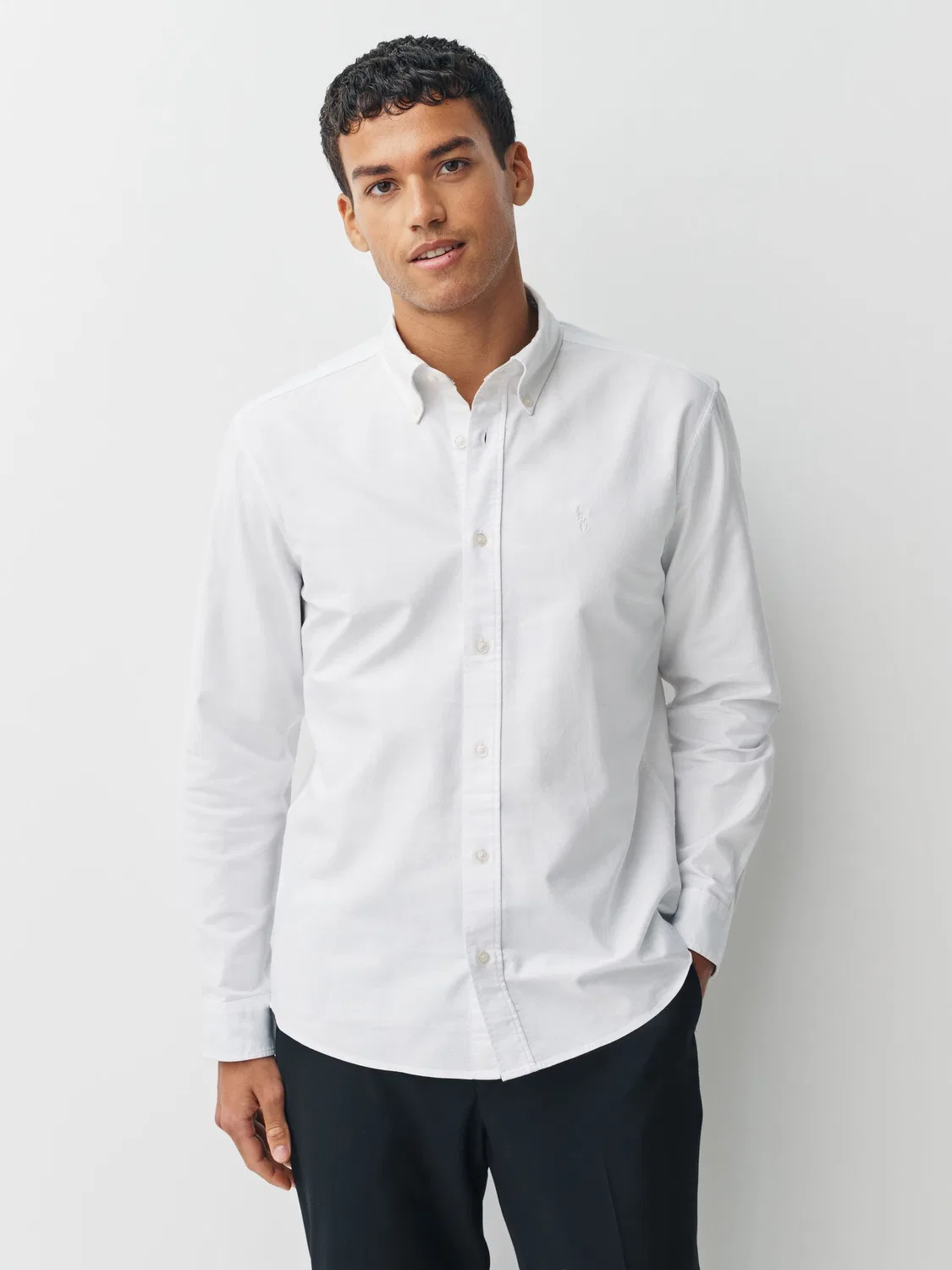 Рубашка оксфордская, Slim Fit, белая Next — фото 3