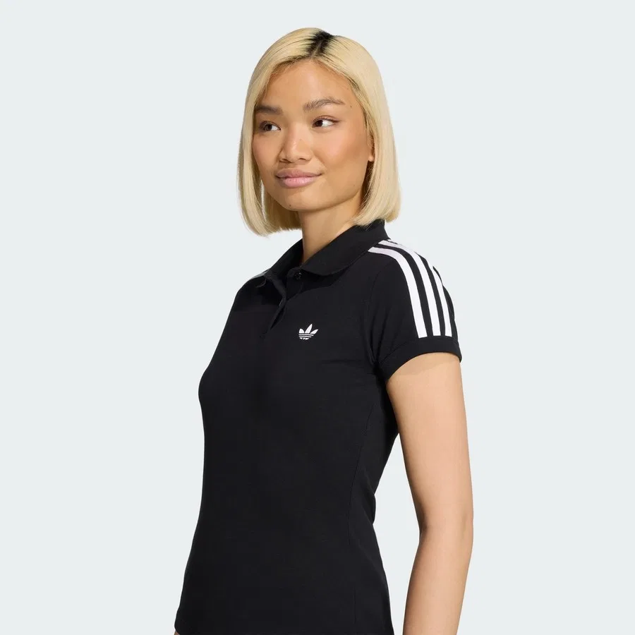 Поло с длинным рукавом Adicolor Sport 3-Stripes Polo adidas, Черно-белый — фото 4