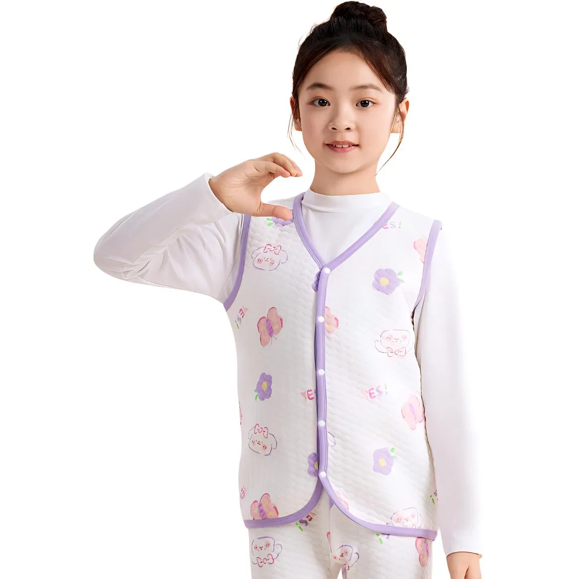 Детский жилет мягкий легкий Red bean, Light Cloud White + Twilight Purple