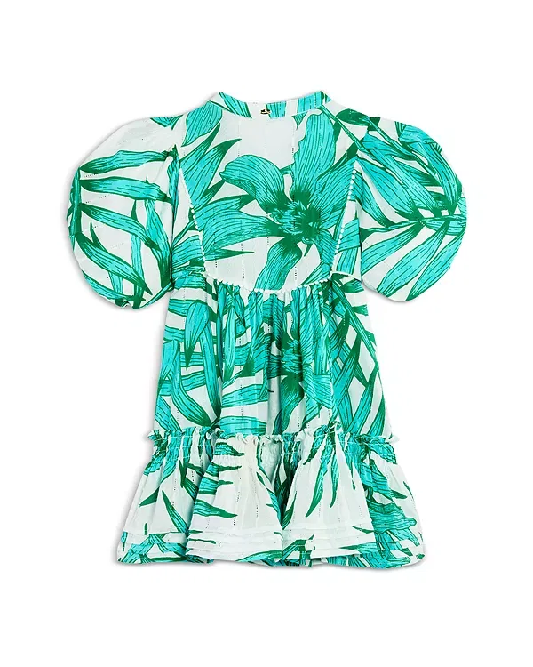 Детское платье для девочек с принтом Palm Leaf Print Poupette St. Barth, Green Palm Leaf 3Pf — фото 2