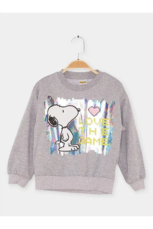 Детские свитшот для девочек с принтом Snoopy Licensed Snopy, Gri-Melage