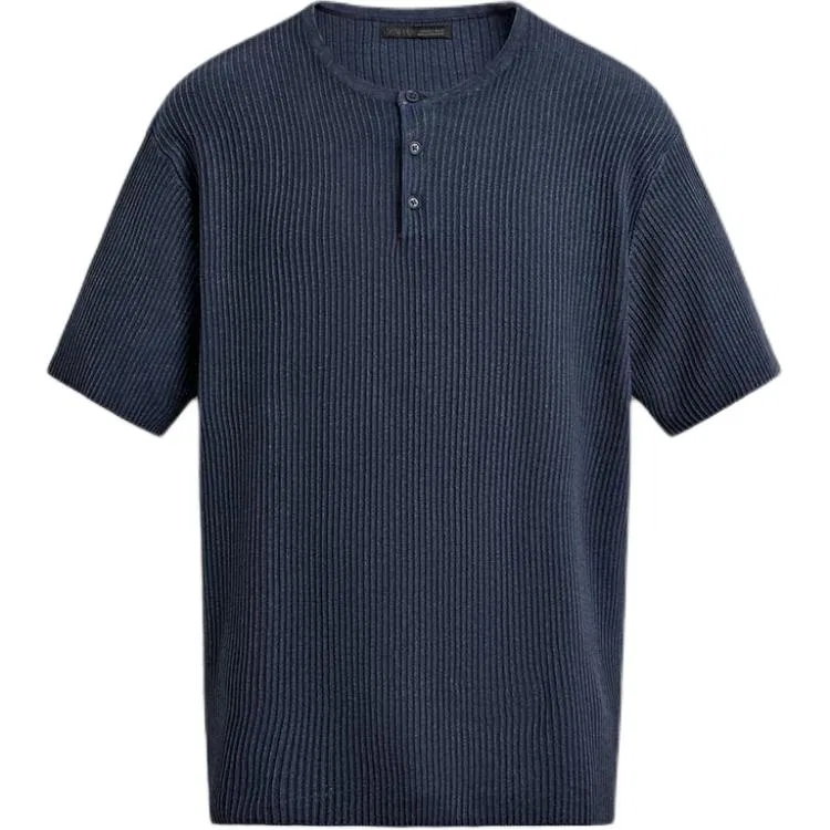 Мужская футболка с воротником-стойкой Indigo Henry Collar ZARA, Indigo
