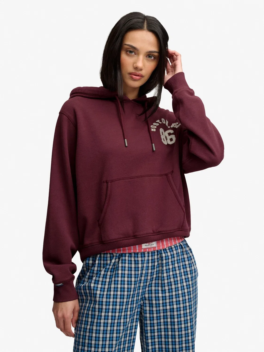 Толстовка Athletic Applique Track Top Superdry, темно-бордовый