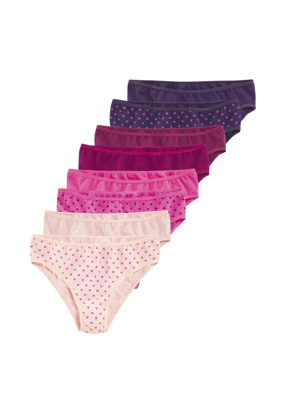 Комплект из 8 трусиков-бикини Bikinislip Lascana, Rose Pink Dunkel Rose Dunkel Lila Herzchendruck