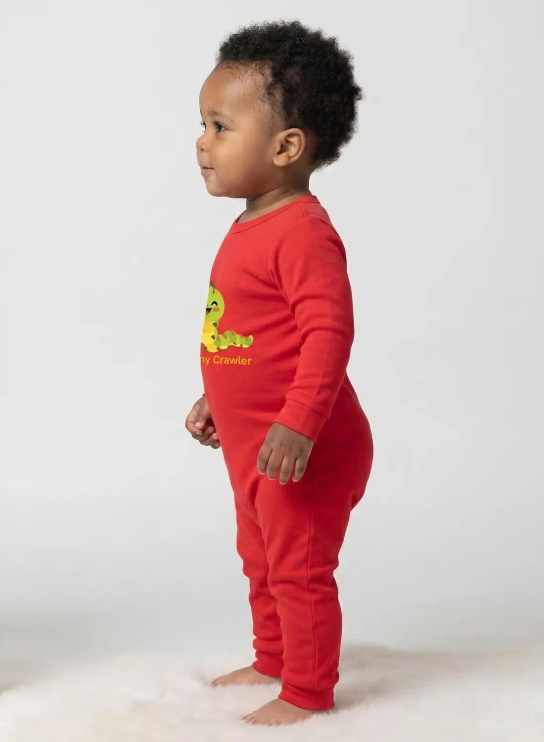 Боди-комбинезон с принтом гусеницы Baby tiny crawler caterpillar Babyqlo, красный — фото 3