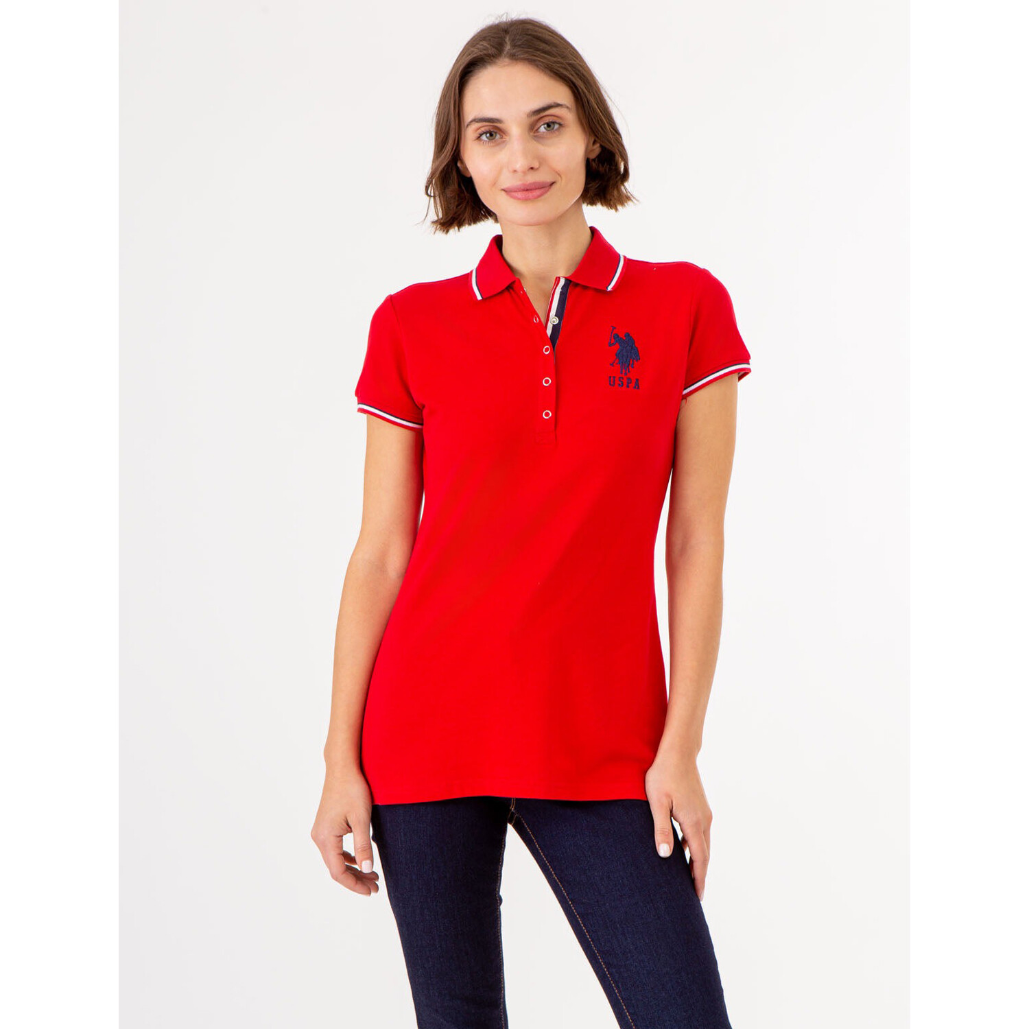

Футболка-поло U.S. Polo Assn. Signature Stripe Placket, красный