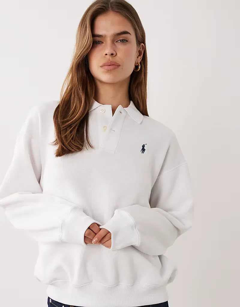 Свитшот регби с воротником и логотипом icon Polo Ralph Lauren, белый