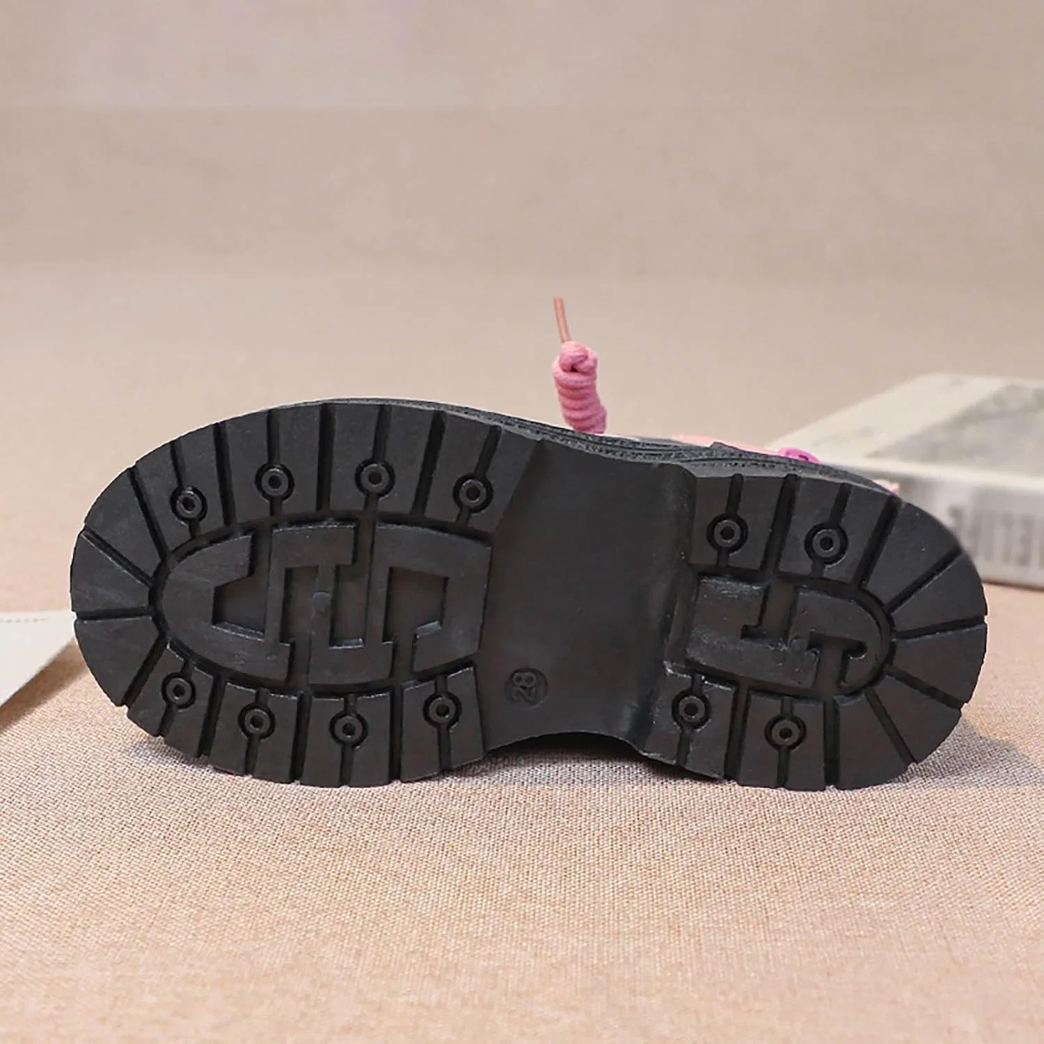 Детские ботинки для девочек на шнуровке с боковой молнией Y2K Lace Up Goth Boot Warm Fur Lined Winter Shoes, Black — фото 3