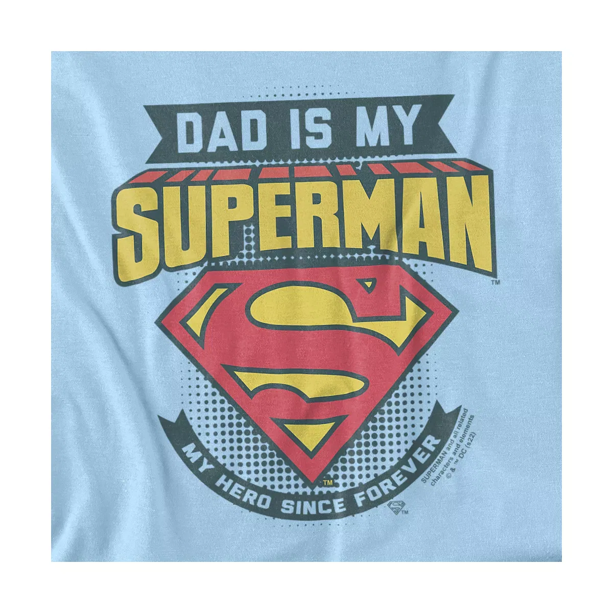 Детский боди-комбинезон с коротким рукавом с принтом Superman Dad Is My Infant, Superman, Light Blue — фото 2