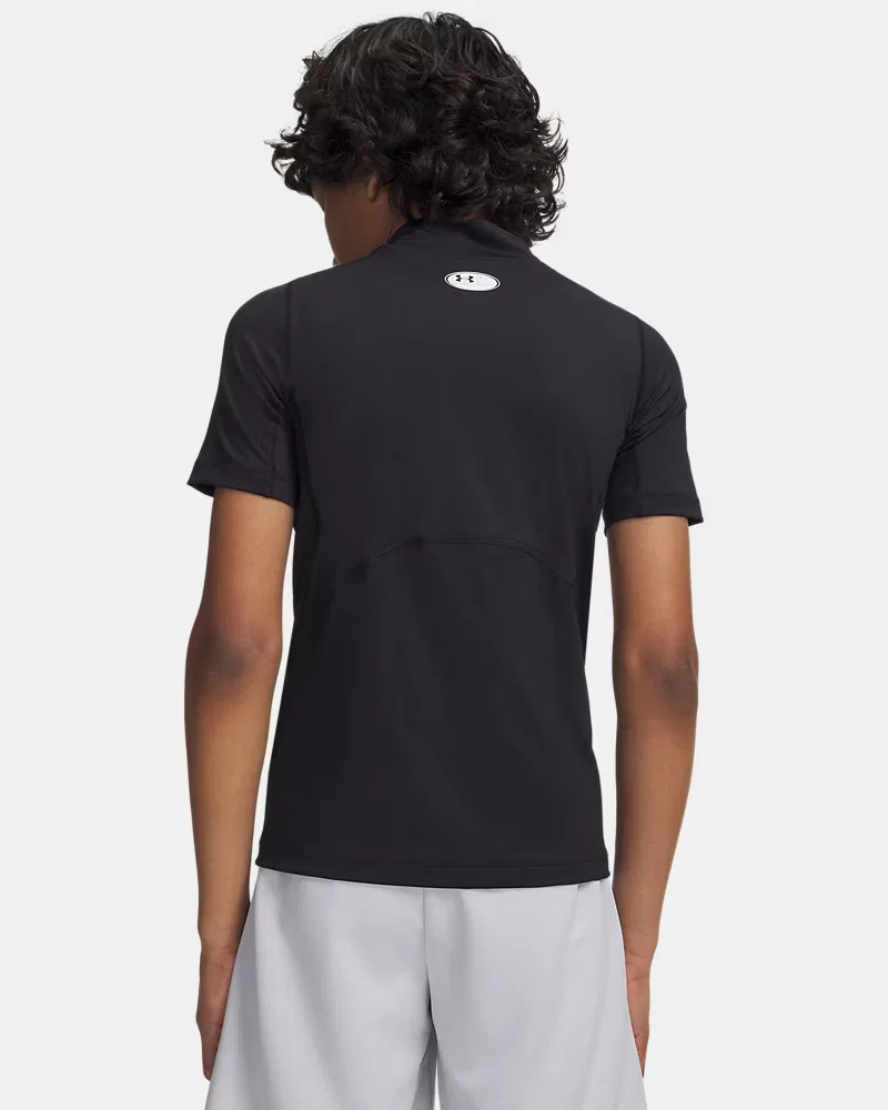 Футболка с коротким рукавом и высоким воротом HeatGear Mock UnderArmour, Black/White — фото 2