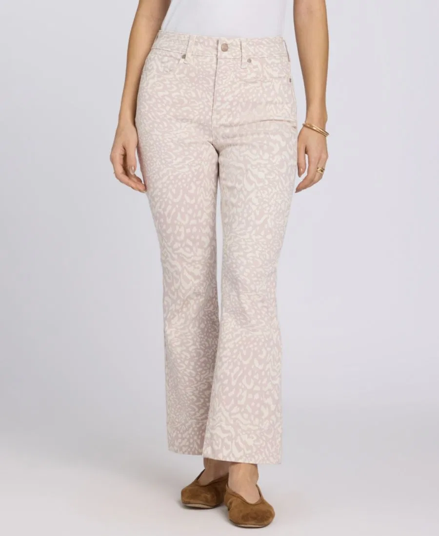 Джинсы-клеш с высокой посадкой Billie Mini Bootcut Ankle Jeans NYDJ, Snow Leopard