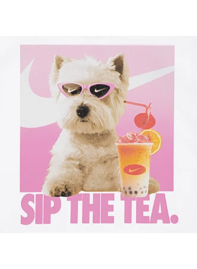 Футболка с принтом Sip the tea dog Nike, белый — фото 2