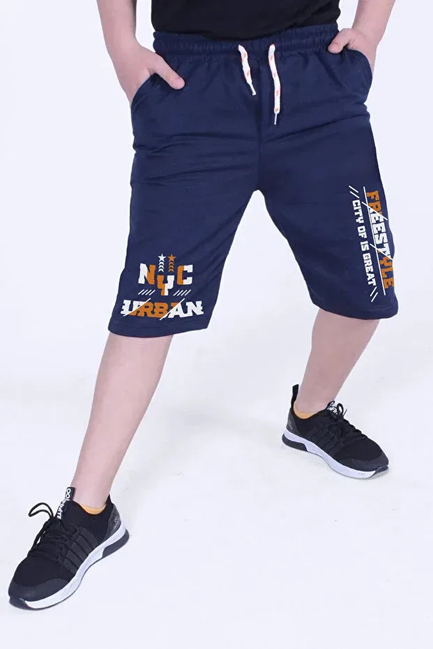 Детские шорты для мальчиков с принтом Nyc Printed Ya Ko Kids, Navy Blue — фото 4