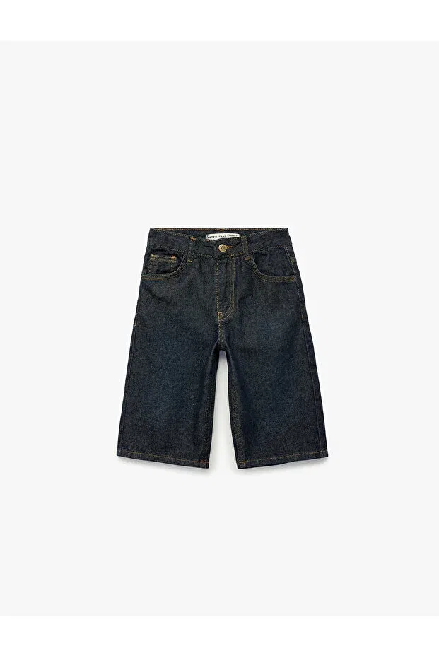 Детские шорты для мальчиков джинсовые свободного кроя Koton, Dark Indigo — фото 4