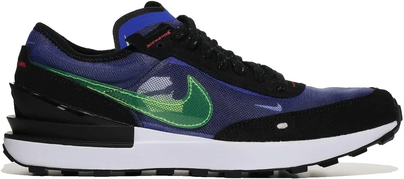 Детские кроссовки с вафельной подошвой Blue Volt Waffle One Nike, Medium Blue/Volt/Black/Mystic Hibiscus — фото 4