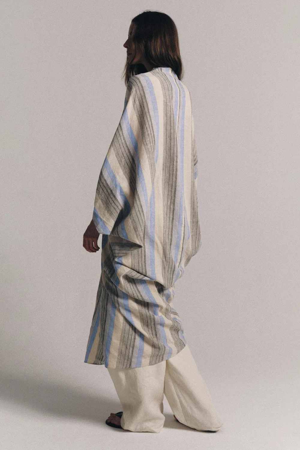 Туника из полосатой льняной смеси от ZW COLLECTION ZARA, striped — фото 4