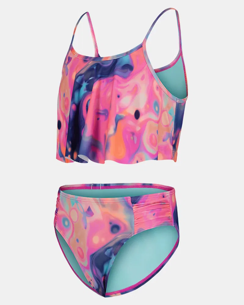 Раздельный купальник с защитой UPF 30, комплект из 2 предметов, модель UA Mixed In Bikini UnderArmour, Bittersweet Pink/Neo Turquoise — фото 4
