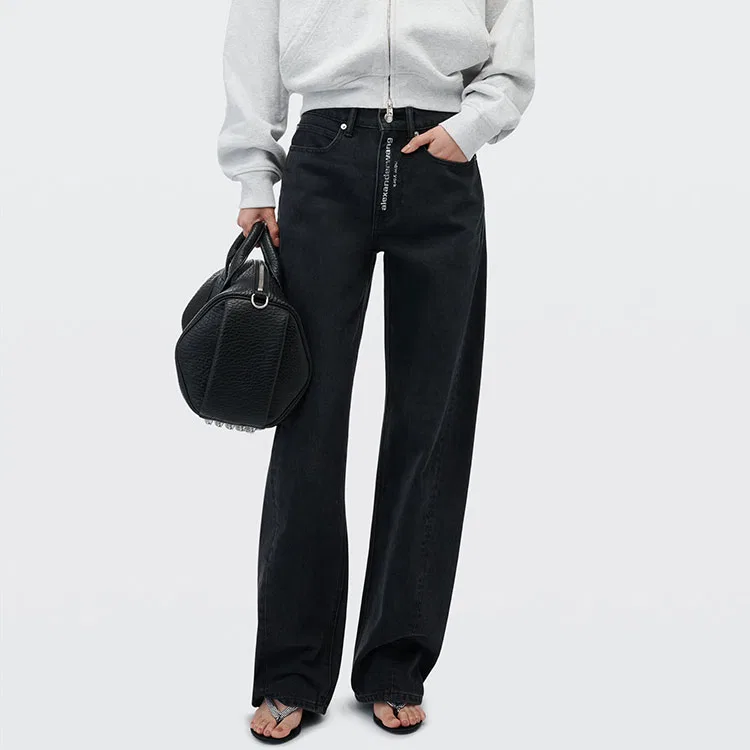Женские джинсы с широкой штаниной Faded Black Alexander Wang, Faded Black — фото 3