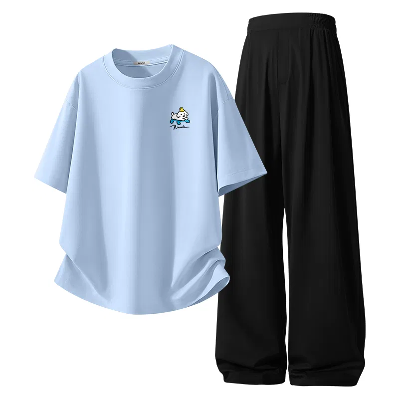 Детский спортивный комплект из двух предметов с принтом MINISO, Light Blue And Black