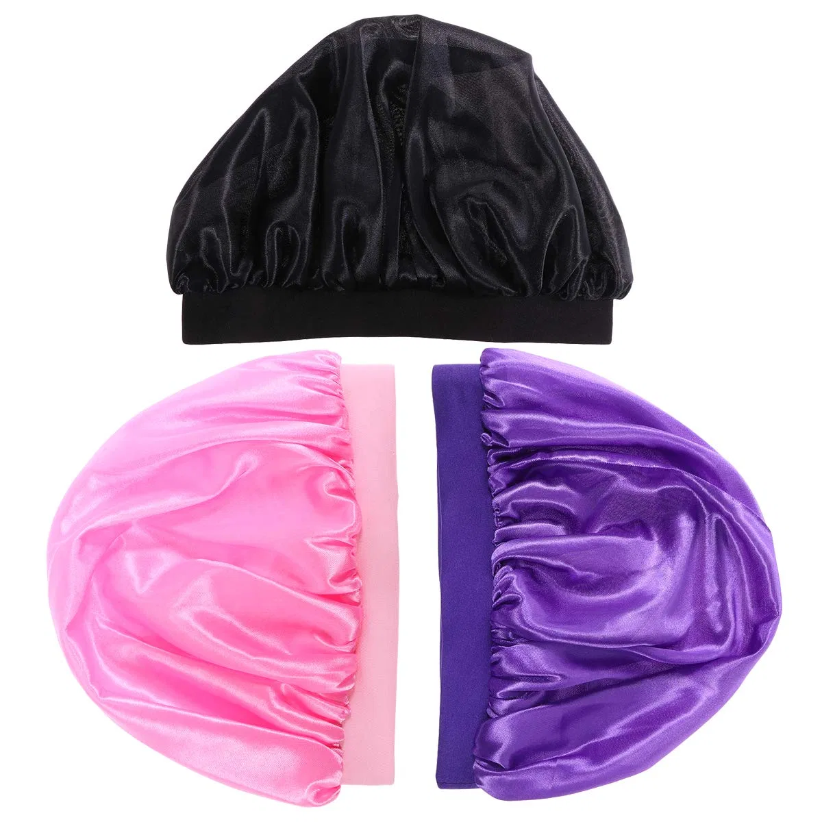 Шапочка для душа Satin, 3 шт, Homoyoyo, Черный Розовый Фиолетовый