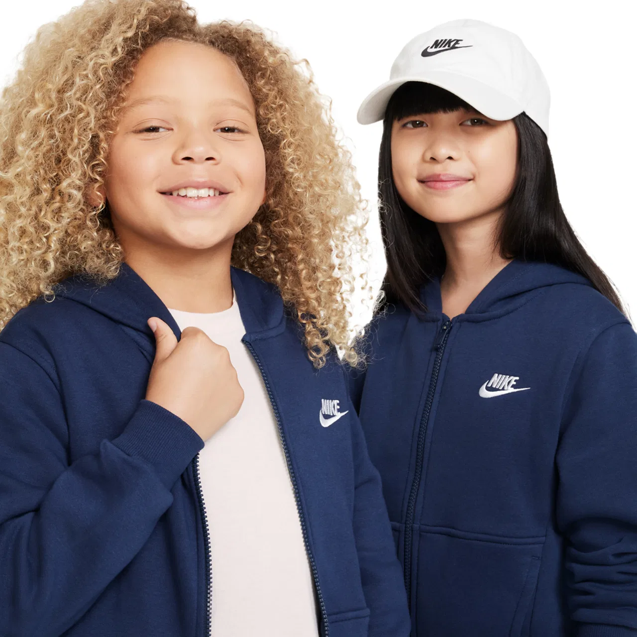 Детское худи для мальчиков с длинным рукавом Nike NSW Club Fleece Full-Zip LBR, Midnight Navy/White — фото 3
