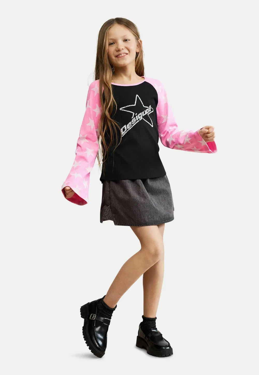 Футболка с логотипом Star - топ с длинными рукавами Desigual, Black