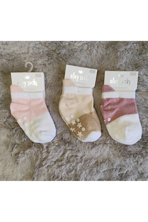 Детский комплект носков хлопковый Basics Olay Socks, Beige-Damson-Pink