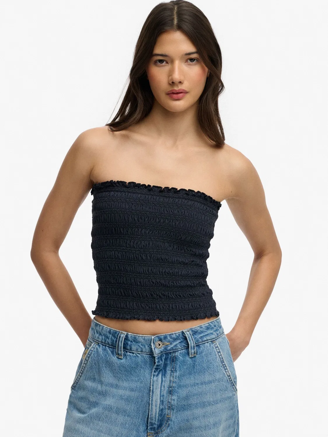 Топ с оборками Superdry, синий