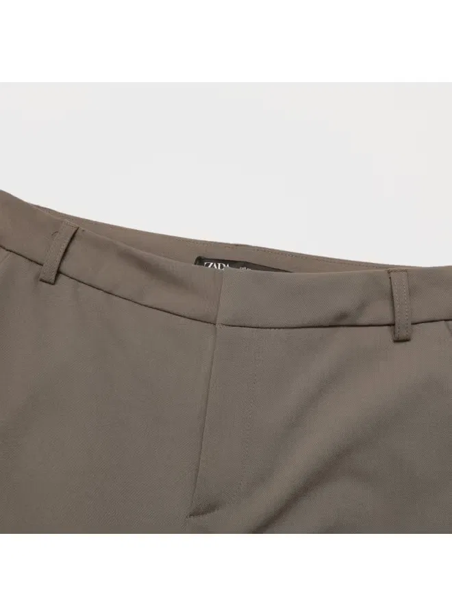 Брюки зауженные с принтом Zara, темно-хаки зеленый — фото 4
