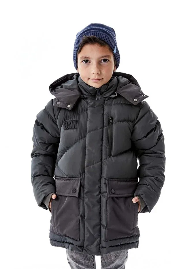 Детское зимнее пальто для мальчиков с капюшоном Benitto Kids, Gray