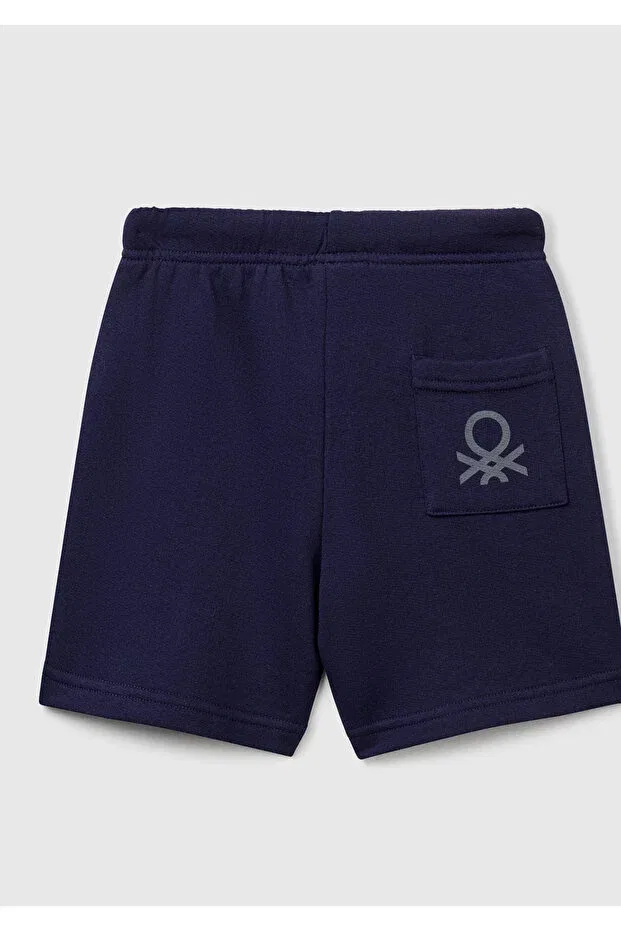 Детские шорты для мальчиков хлопковые Benetton Logo Bermuda Sweat Shorts United Colors Of Benetton, Navy Blue — фото 2