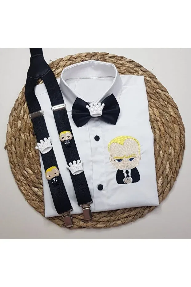 Детская рубашка для мальчиков с принтом Aski bow tie shirt Cool Partyshop, Black White