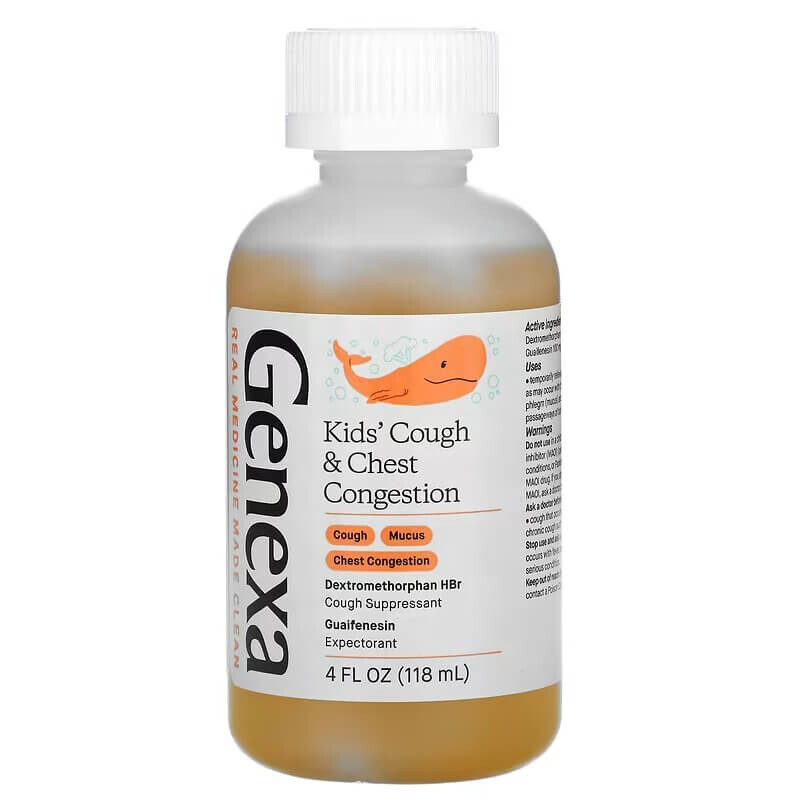 

Сироп от кашля и застоя в груди для детей от 4 лет Genexa LLC со вкусом черники, 118 мл