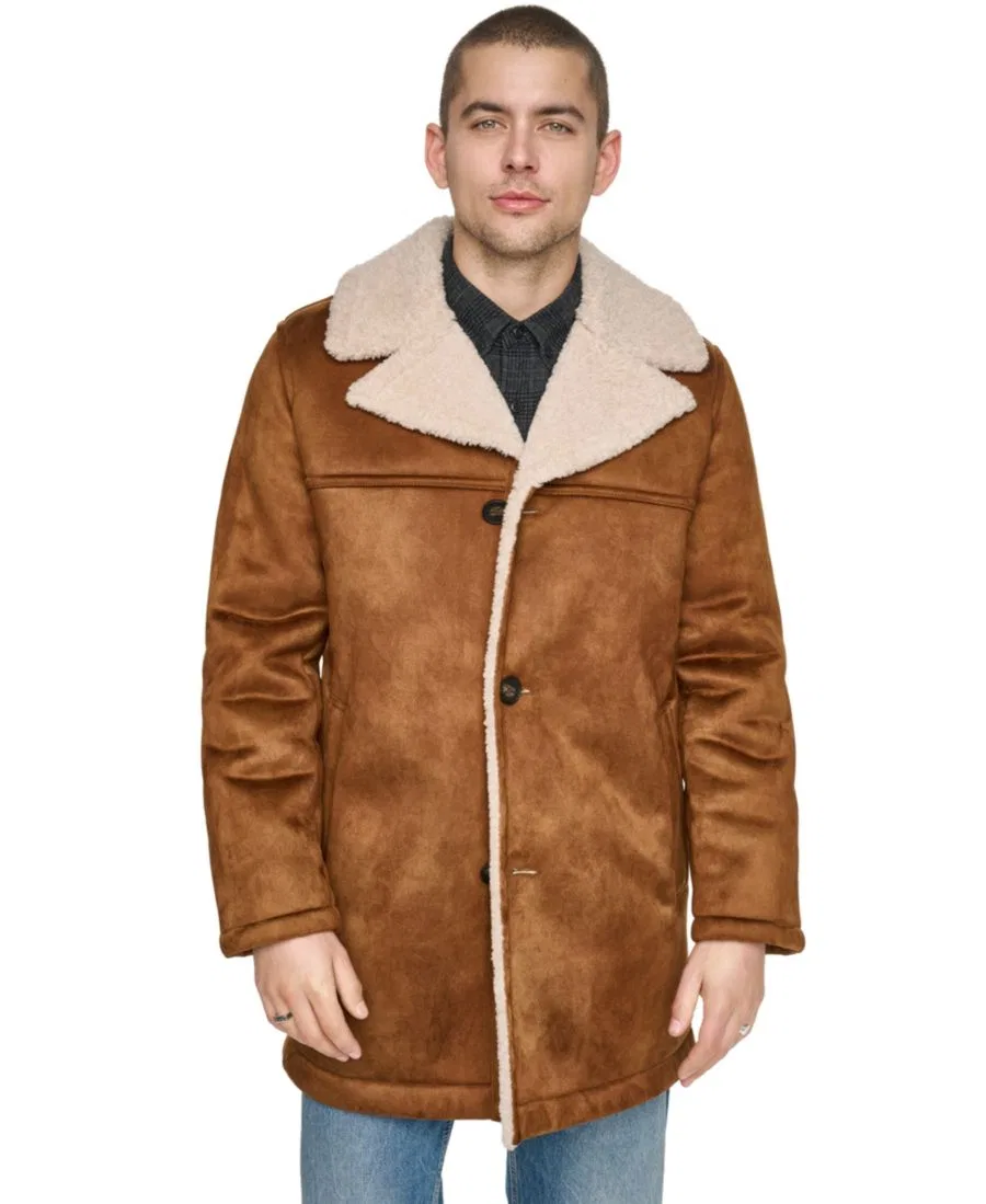Пальто-косуха из искусственного меха с воротником-шалью Levi's, Cognac