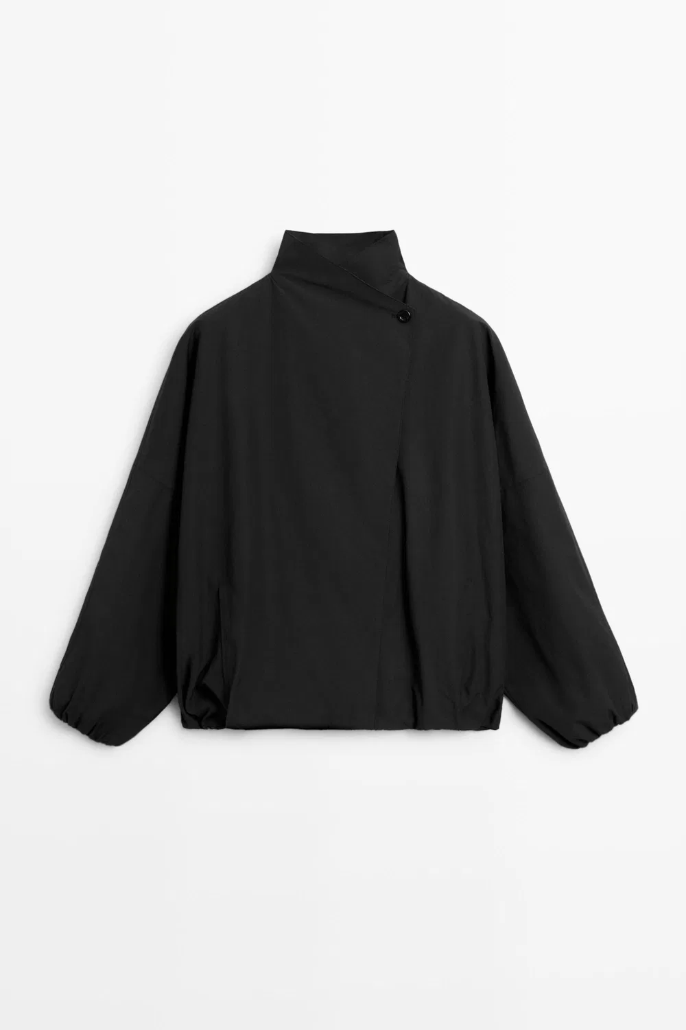 Куртка-бомбер Massimo Dutti, техническая с боковой застежкой на пуговицы, черный — фото 2
