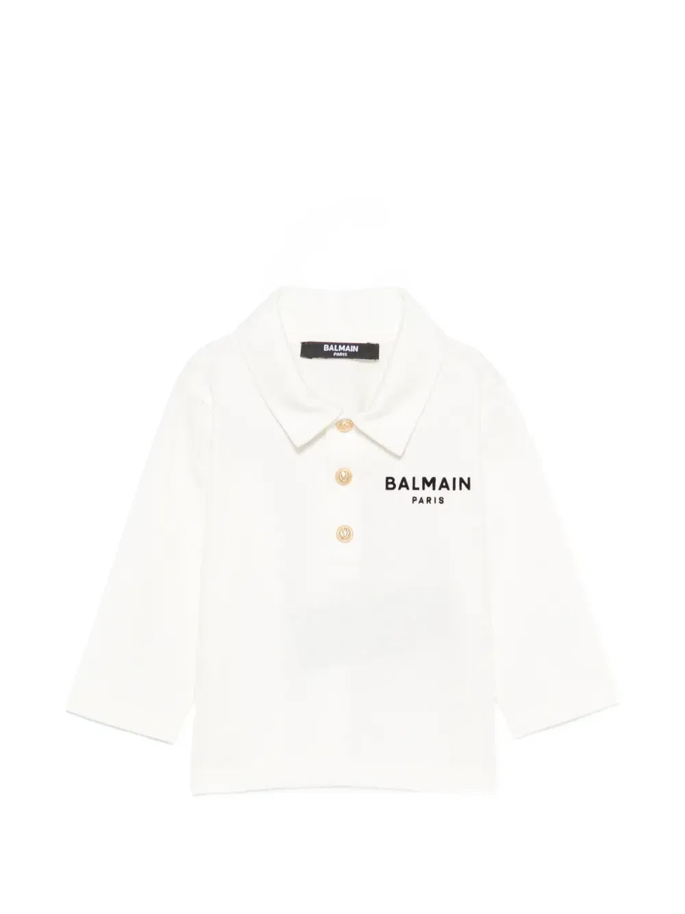 Поло с длинными рукавами и логотипом Balmain Kids, бежевый