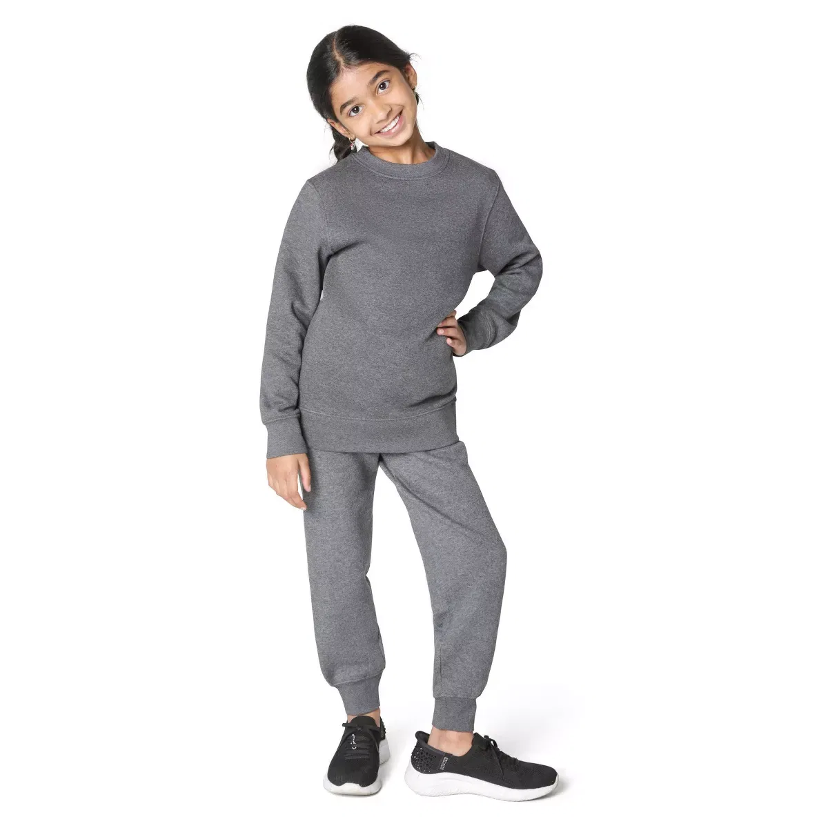Детские спортивные штаны для девочек из флиса Everyday Kids, Charcoal Gray — фото 2