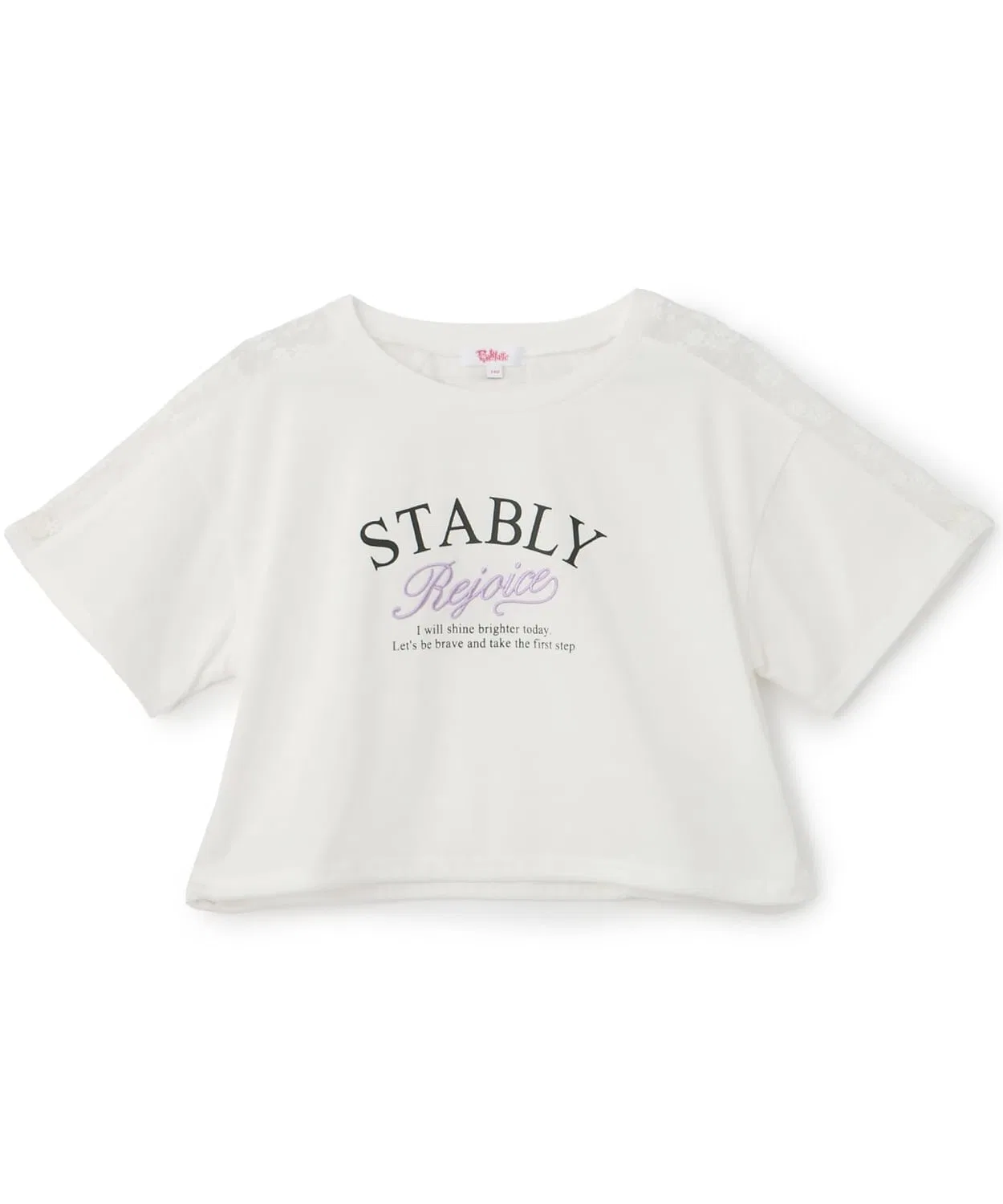 Детская футболка с кружевными плечами PINK-latte, Off White