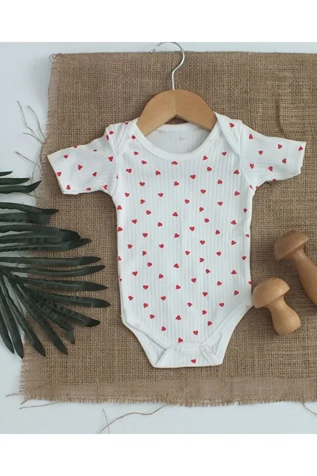 Детское боди с коротким рукавом с принтом Red Heart Bebe Wini, Ecru — фото 2