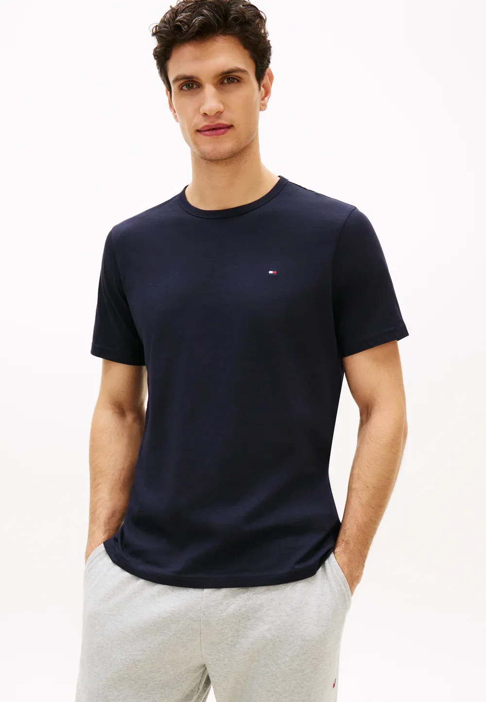 Футболка Ss - фирменный комплект из 3 штук - майка Tommy Hilfiger, Navy Blue/Utility Sage/White — фото 2