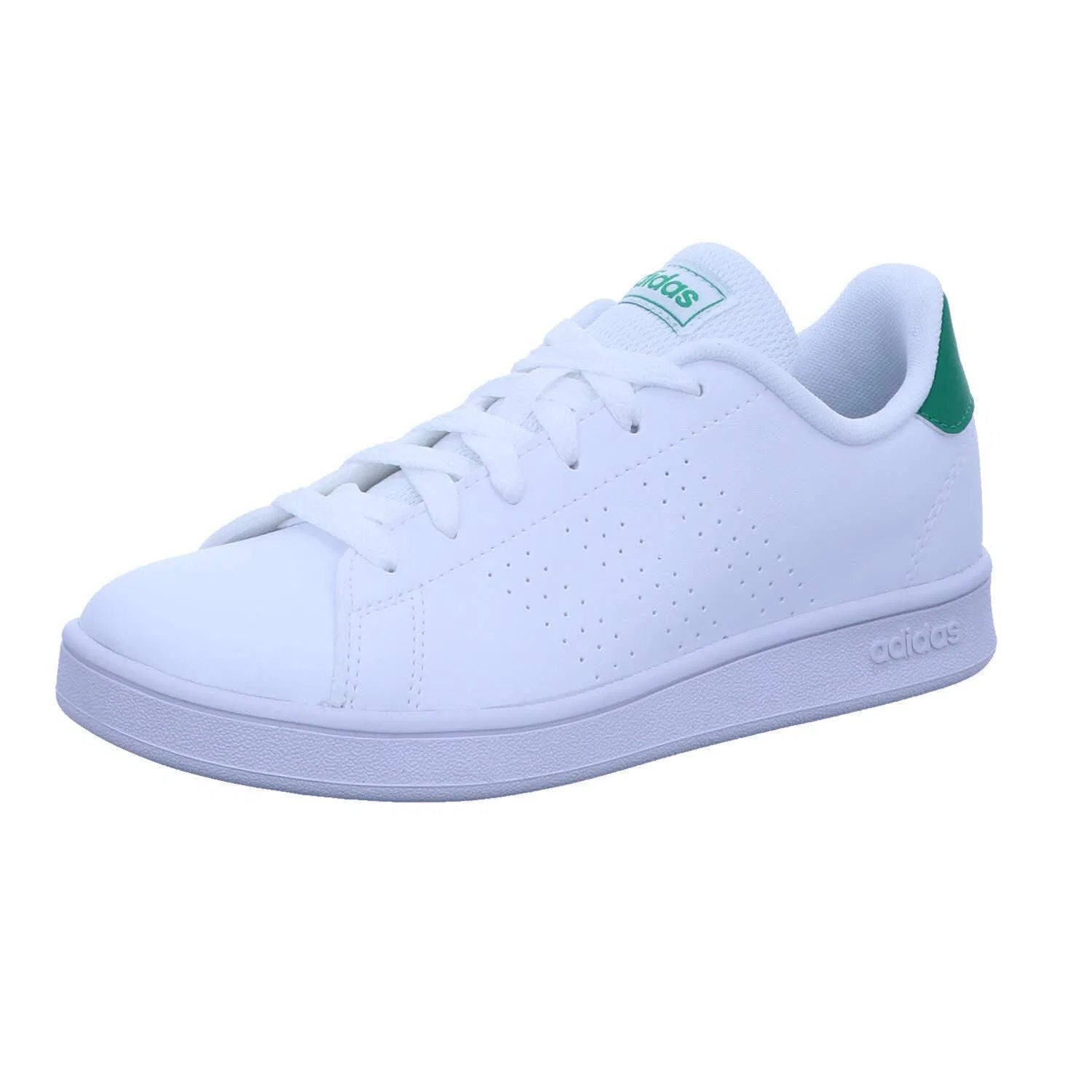 Детские кроссовки с перфорированными полосками Adidas Advantage K, White Ftwr White Legend Ink Cloud White
