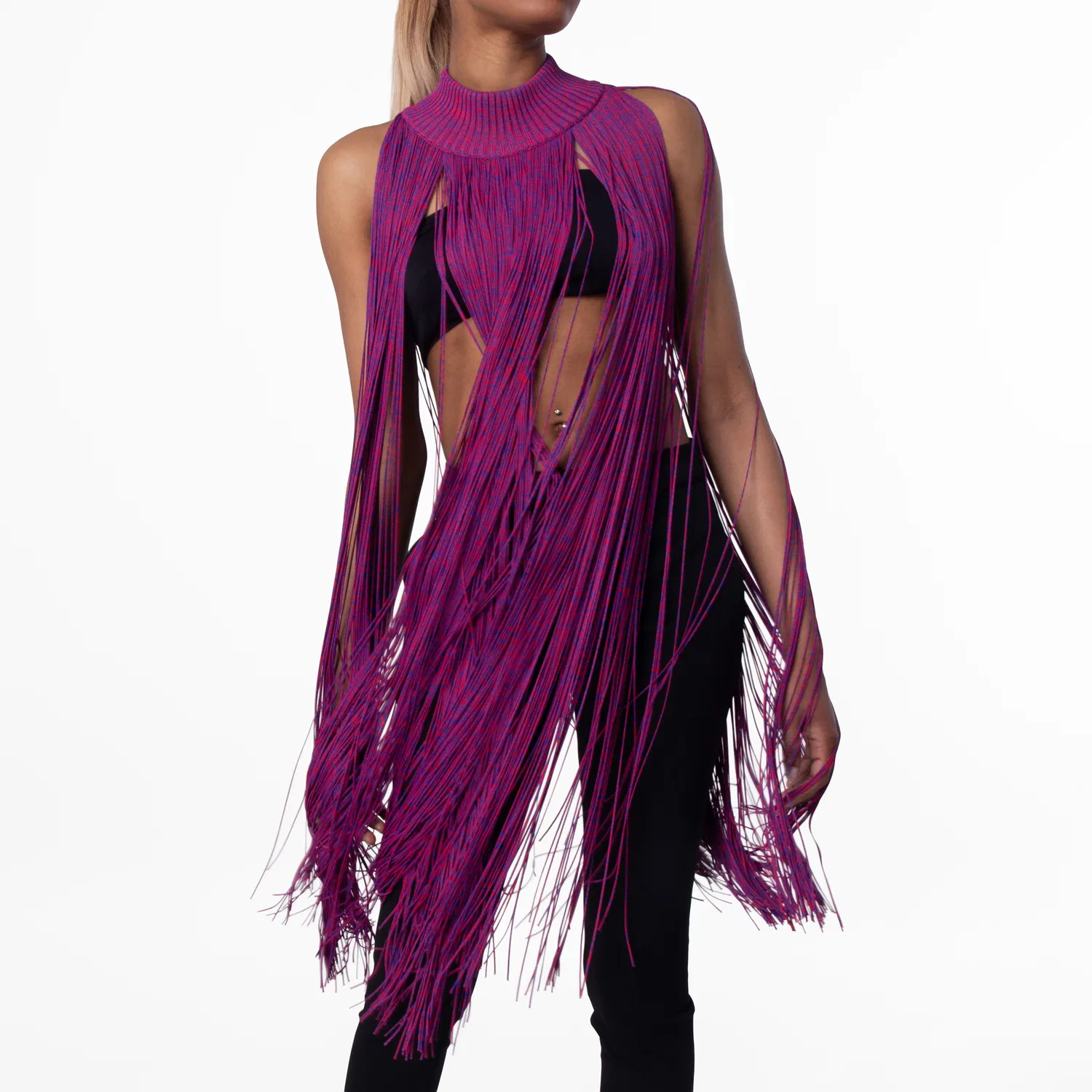 Пончо Burberry Mouline Fringed Cape, Knight/Pillar — фото 3